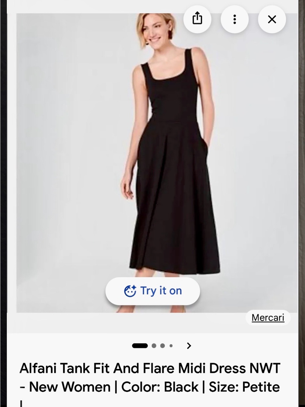 Alfani Black Tank Fit-and-Flare Midi Dress